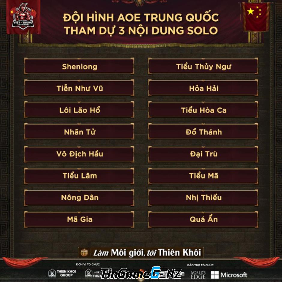 AOE Việt - Trung 2024 Cup Thiên Khôi: Tinh hoa đế chế hội tụ