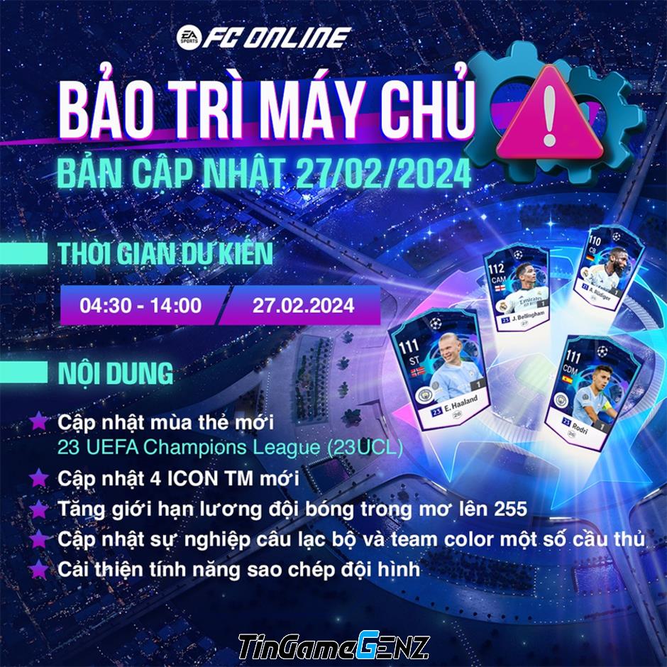 Bảo trì đến khi nào cho bản cập nhật mùa 23 UCL trên FC Online?