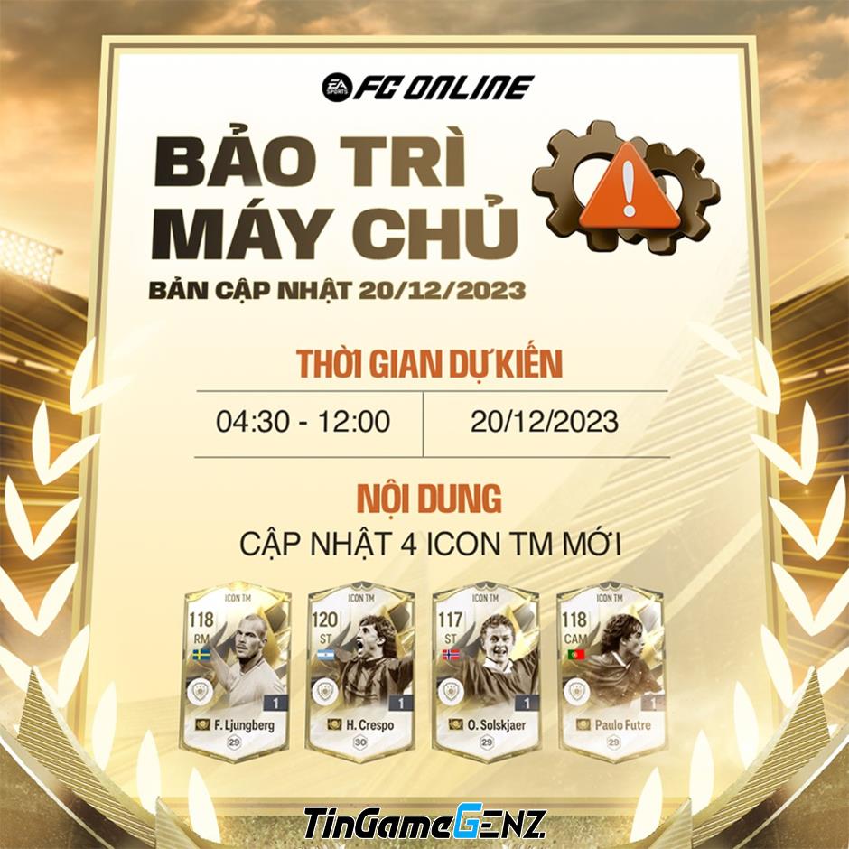 Bảo trì FC Online ngày 20/12 diễn ra từ lúc nào đến lúc nào?