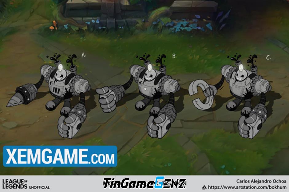 Blitzcrank trở thành nhân vật hoạt hình Inkblot trong skin do fanmade