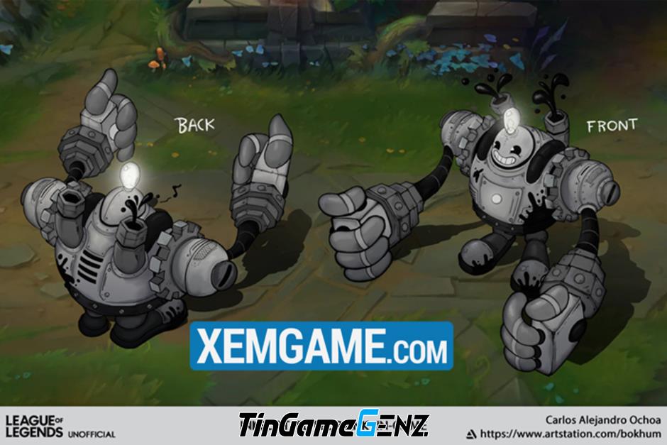 Blitzcrank trở thành nhân vật hoạt hình Inkblot trong skin do fanmade