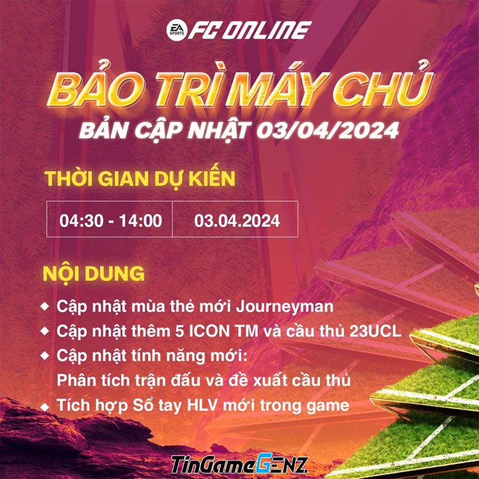 Cập nhật lịch bảo trì FC Online hôm nay 3/4 và thông tin về mùa JNM FO4.