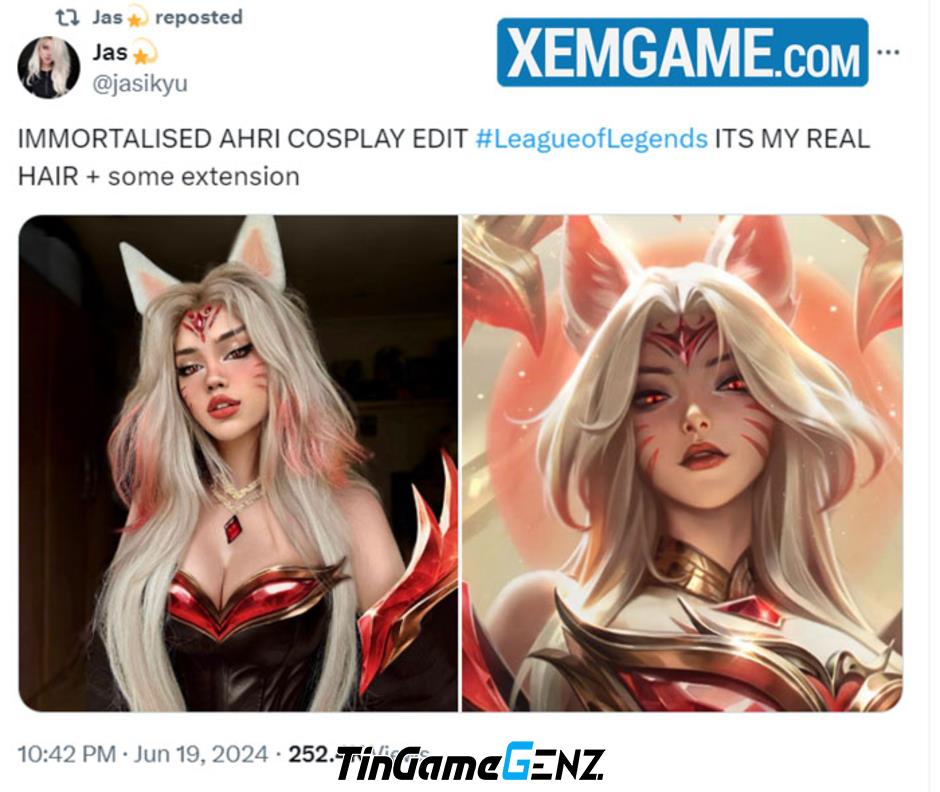 Cosplay Ahri Huyền Thoại Bất Tử LMHT gây chú ý với sự giống nhưng cực kỳ tiết kiệm