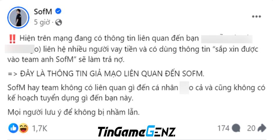 Cựu sao CES lạm dụng tên SofM, gây phản cảm - Chính chủ đáp trả ngay lập tức