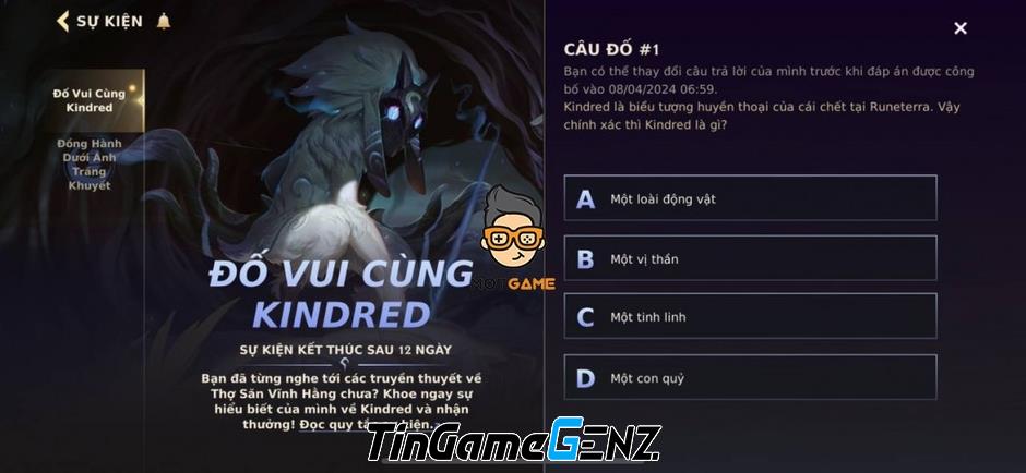 Đáp án Đố Vui Cùng Kindred Tốc Chiến hôm nay