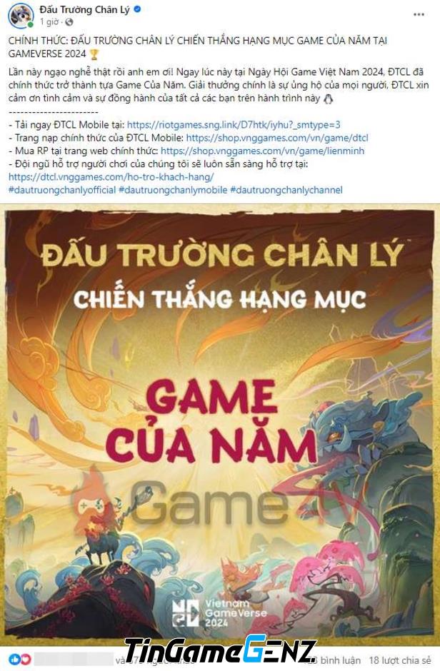 Đấu Trường Chân Lý đoạt giải Game Của Năm tại Vietnam GameVerse 2024