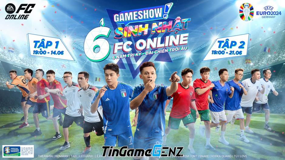 Độ Mixi và Cris Devil Gamer cầm còi game show FC Online sinh nhật 6 tuổi