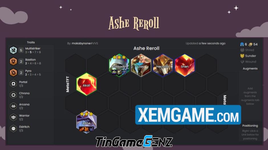 ĐTCL Mùa 12: Đội Hình Reroll Ashe 1 Tiền 