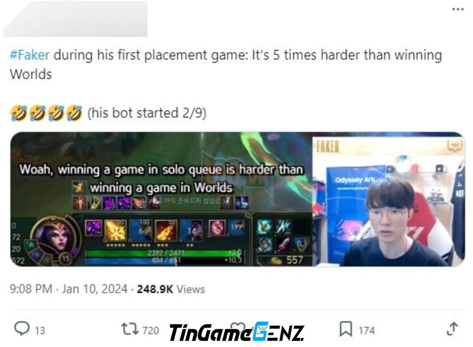 Faker khi leo rank Hàn, nhiều game thủ LPL phải đau đầu