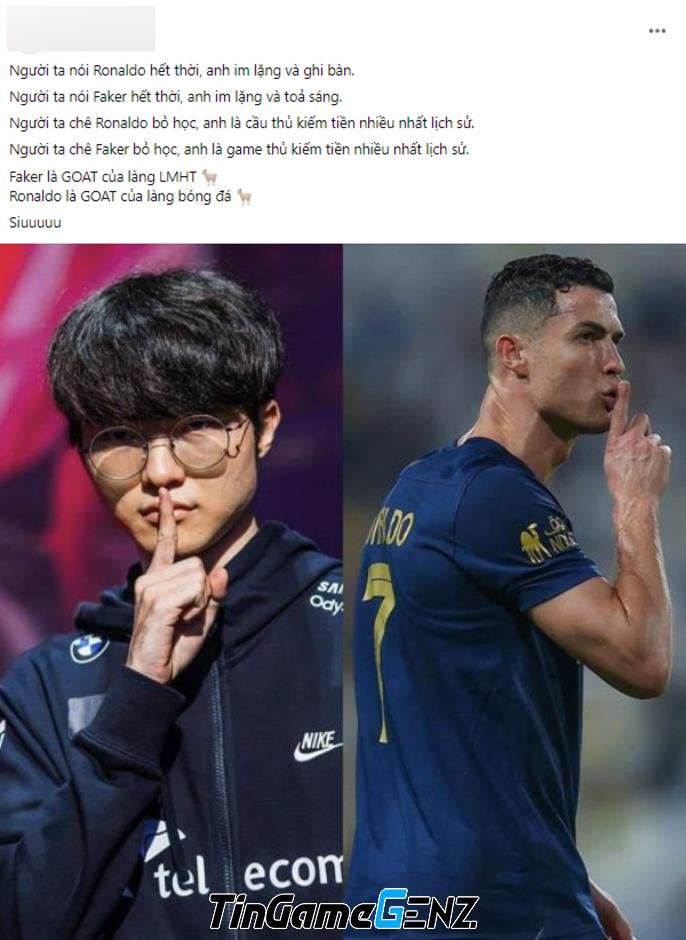 Faker so sánh với CR7, CĐM tranh cãi