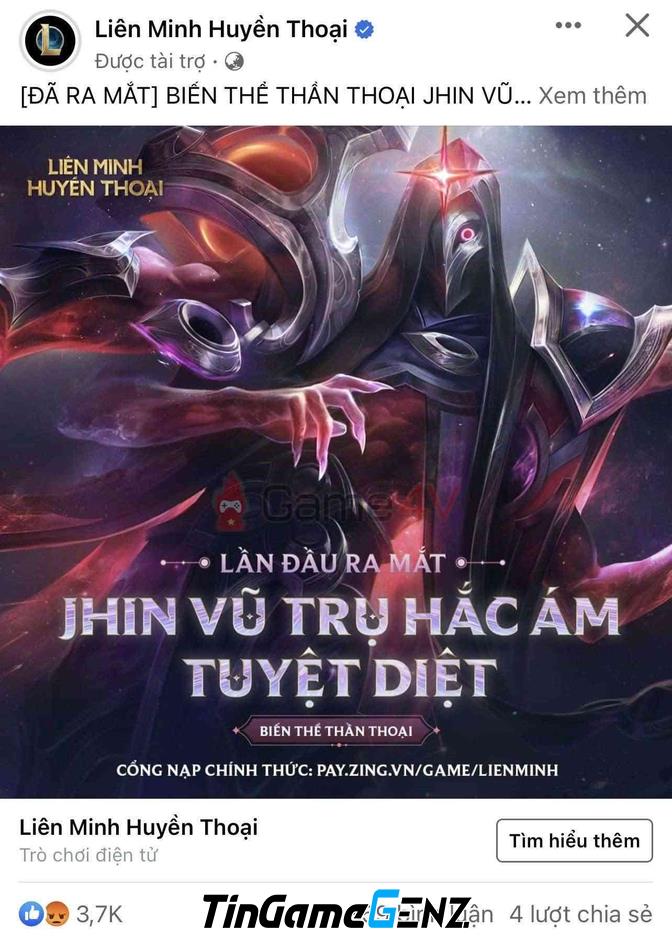 Fan nổi phẫn nộ vì giá vô lý của skin Jhin Vũ Trụ Hắc Ám Tuyệt Diệt trong LMHT