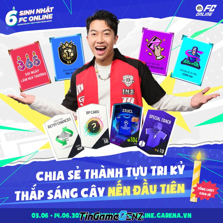 FC Online tổ chức đợt ăn mừng sinh nhật 6 tuổi với nhiều phần thưởng hấp dẫn.