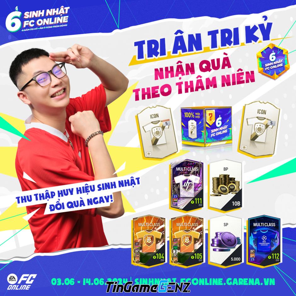 FC Online tổ chức đợt ăn mừng sinh nhật 6 tuổi với nhiều phần thưởng hấp dẫn.