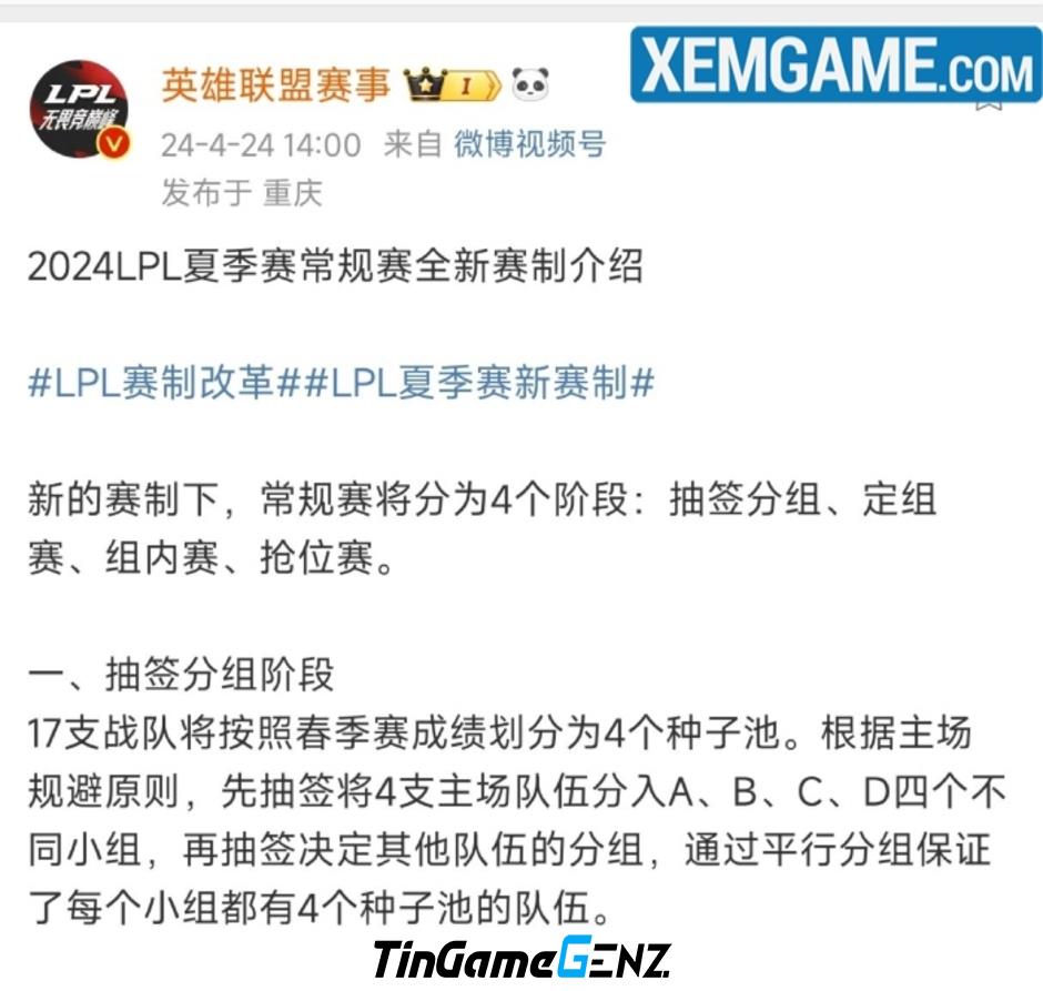 LPL Mùa Hè 2024: Thay đổi thể thức, áp dụng luật cấm chọn mới và chia bảng theo nhóm hạt giống