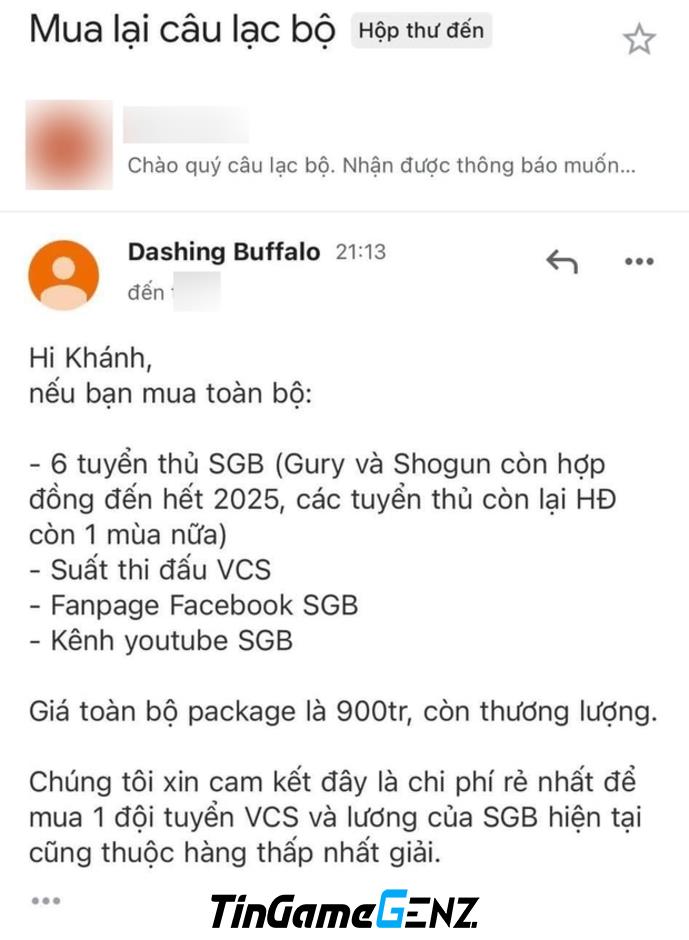 Mức giá mua lại SGB tiết lộ, khiến cộng đồng VCS sửng sốt vì quá thấp.