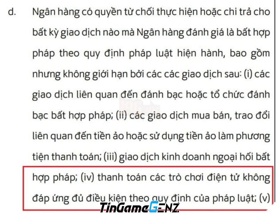 Ngân Hàng Có Thể Từ Chối Thanh Toán Mua Game Chưa Cấp Phép