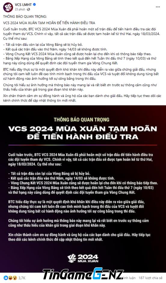 Nghi vấn tiêu cực: VCS đối diện những viễn cảnh gì?