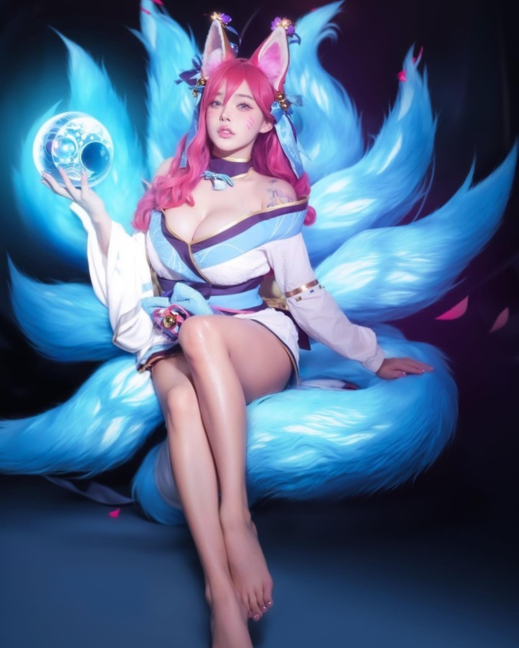 Nữ cosplayer với vòng 1 đầy đặn trình diễn bộ ảnh Ahri Chiêu Hồn Thiên Hồ gợi cảm, khiến khán giả lầm tưởng là AI