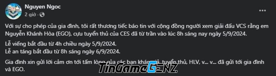 Rúng động: Nguyên nhân đằng sau cái chết thương tâm của cựu vương VCS - Ego được hé lộ!