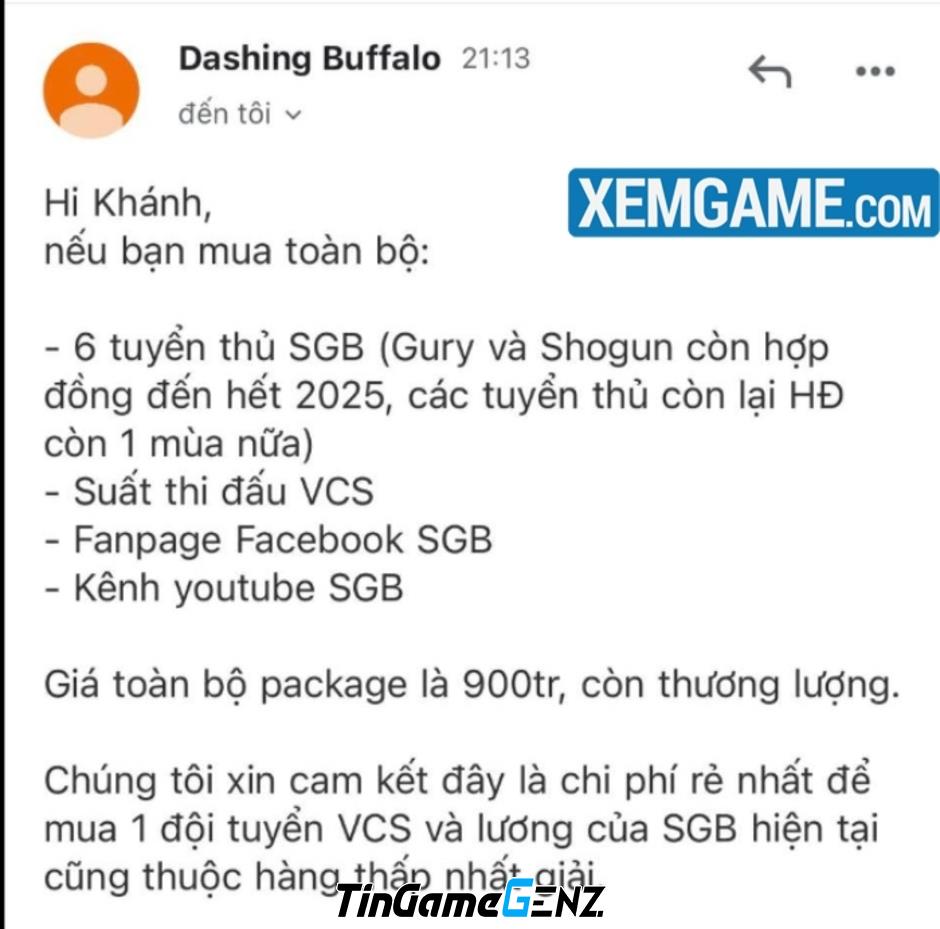 SGB rao bán giá 900 triệu, Tinikun chỉ định người cơ hội mua lại