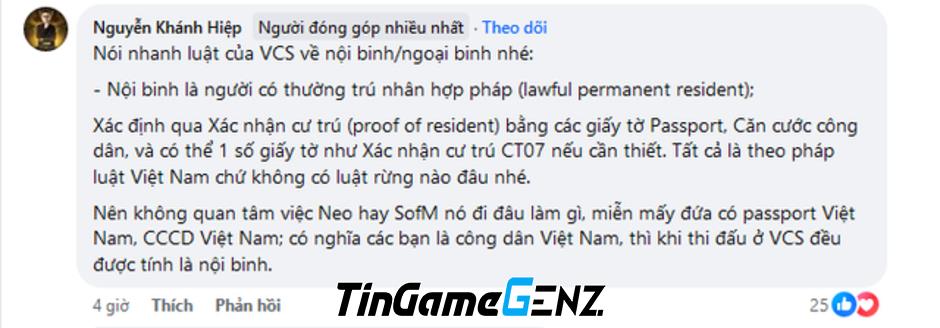 SofM của GAM gây tranh cãi với cộng đồng VCS do ngoại binh mới