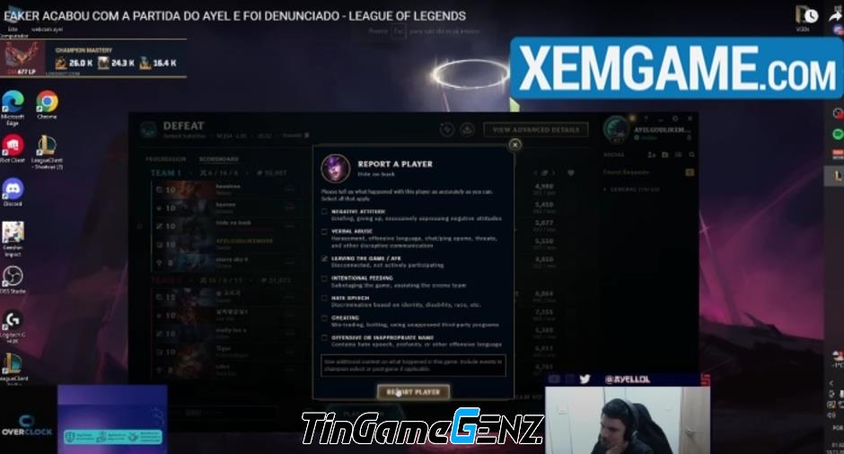 Streamer Brazil buộc Faker bị cấm 14 ngày và phải viết đơn xin lỗi.