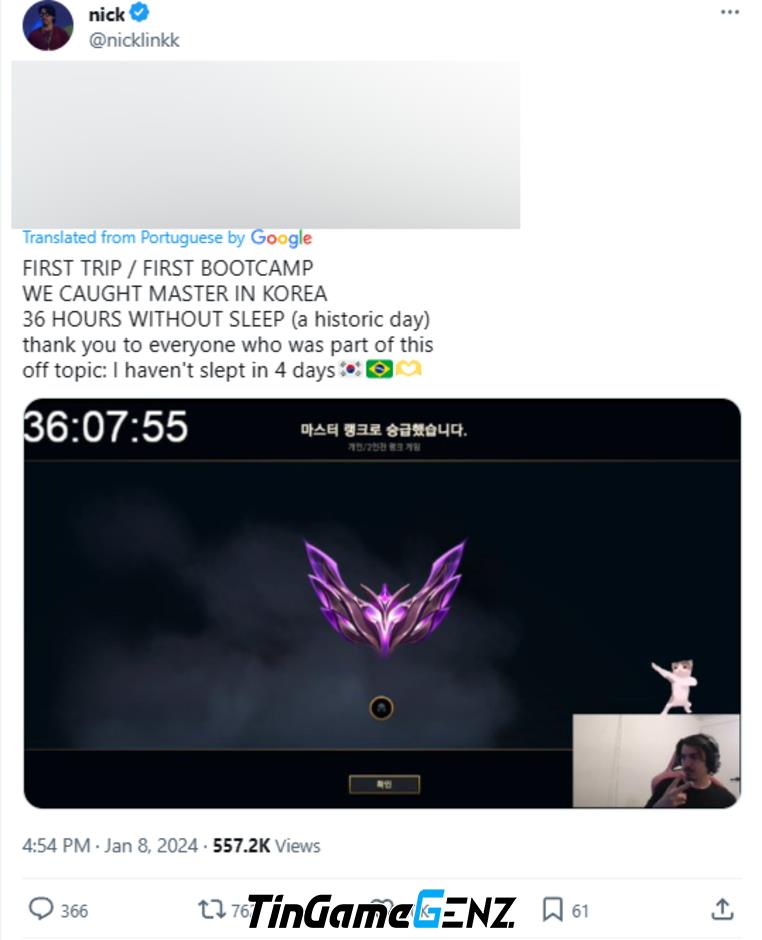 Streamer LMHT nam tạo nên kỳ tích đáng ngạc nhiên ở rank Hàn, gây lo ngại về tính mạng cho khán giả.