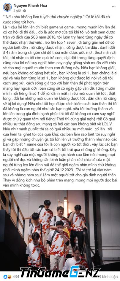 Tâm thư hối tiếc của EGO khi trở thành tuyển thủ LMHT gây phản ứng đồng loạt từ khán giả VCS