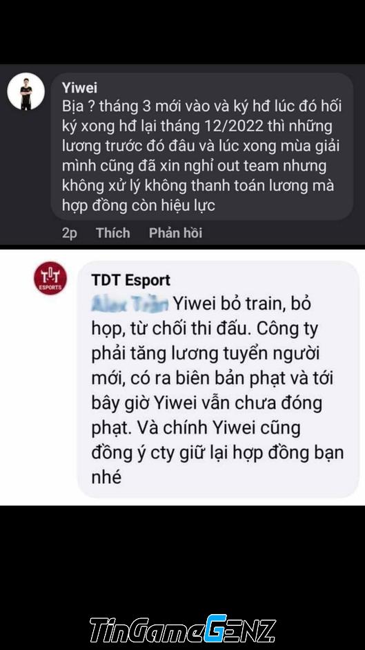 TDT Esports chính thức lên tiếng về việc Yiwei bị nợ lương và giam hợp đồng