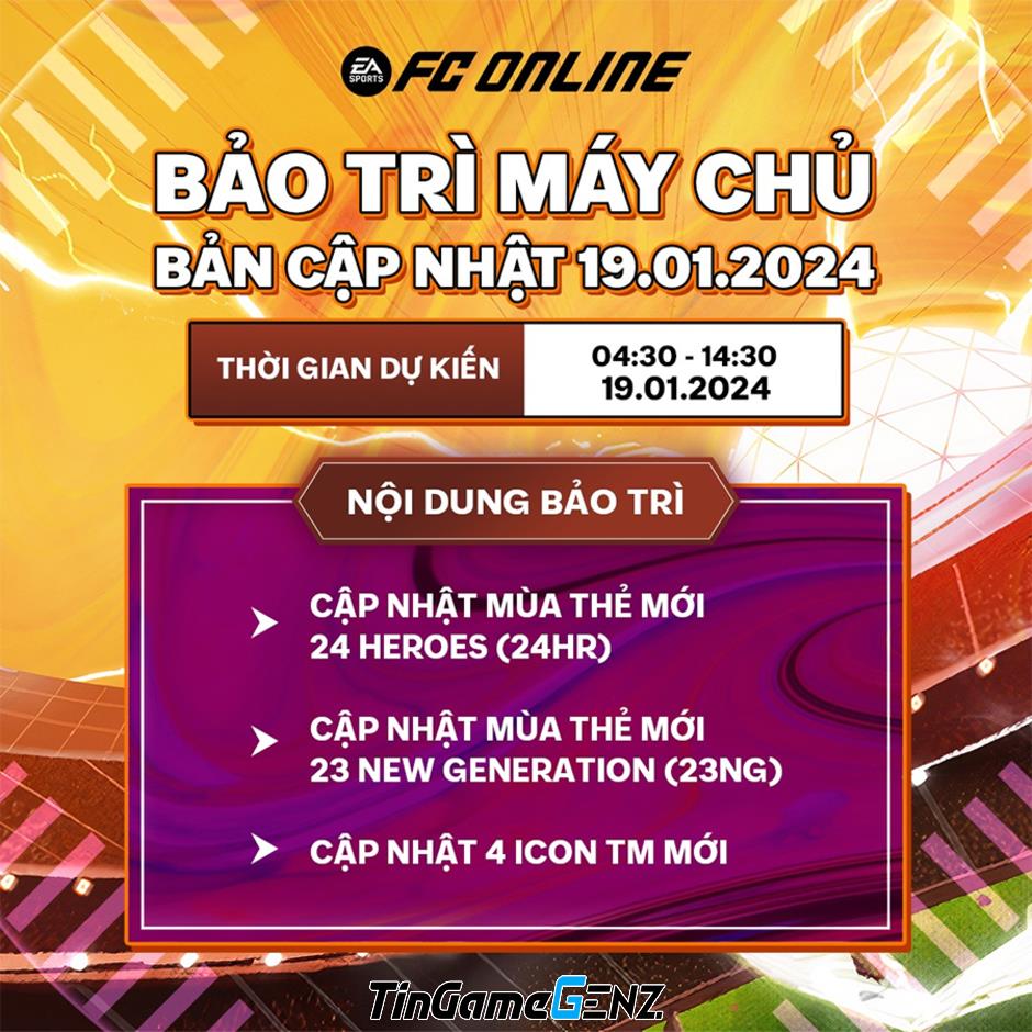 Thời gian bảo trì FC Online hôm nay 19/01 là bao lâu?