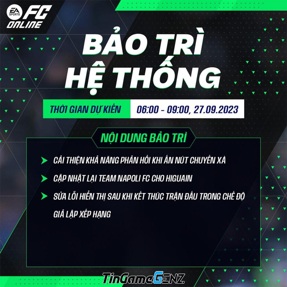 Thời gian bảo trì FO4 hôm nay 22/9 và sửa lỗi FC Online đến khi nào?