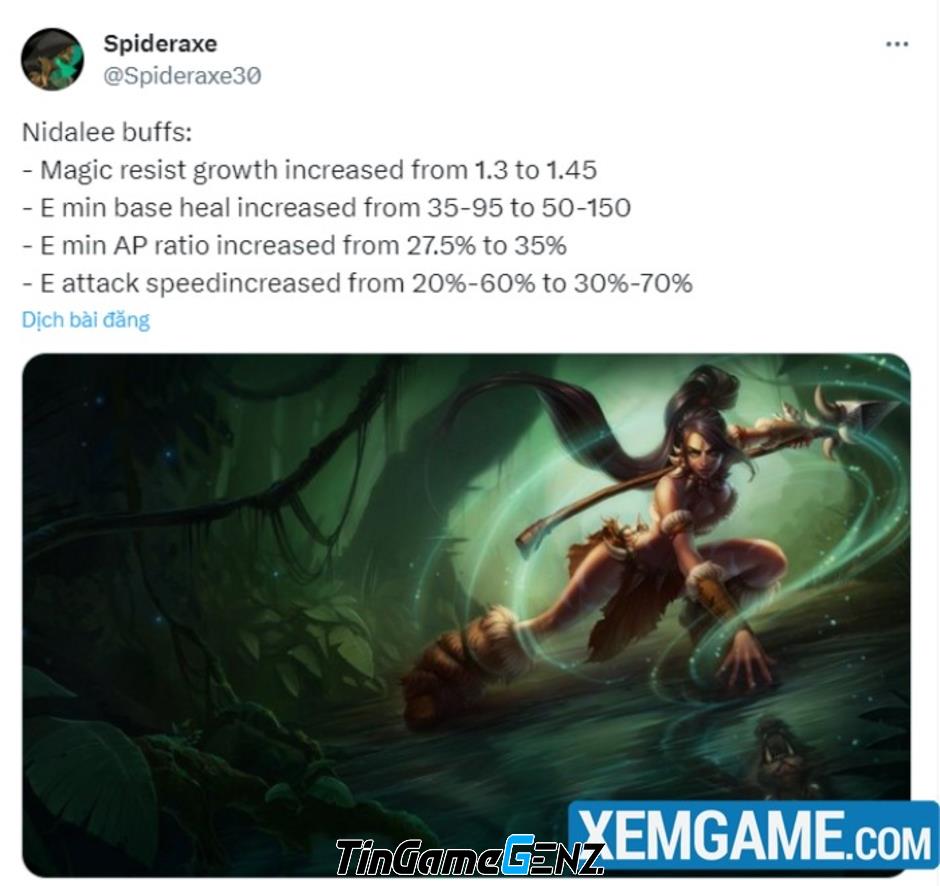 Tìm hiểu Nidalee Đường Trên phong cách Gen.G Kiin sau buff mạnh trong bản 14.3