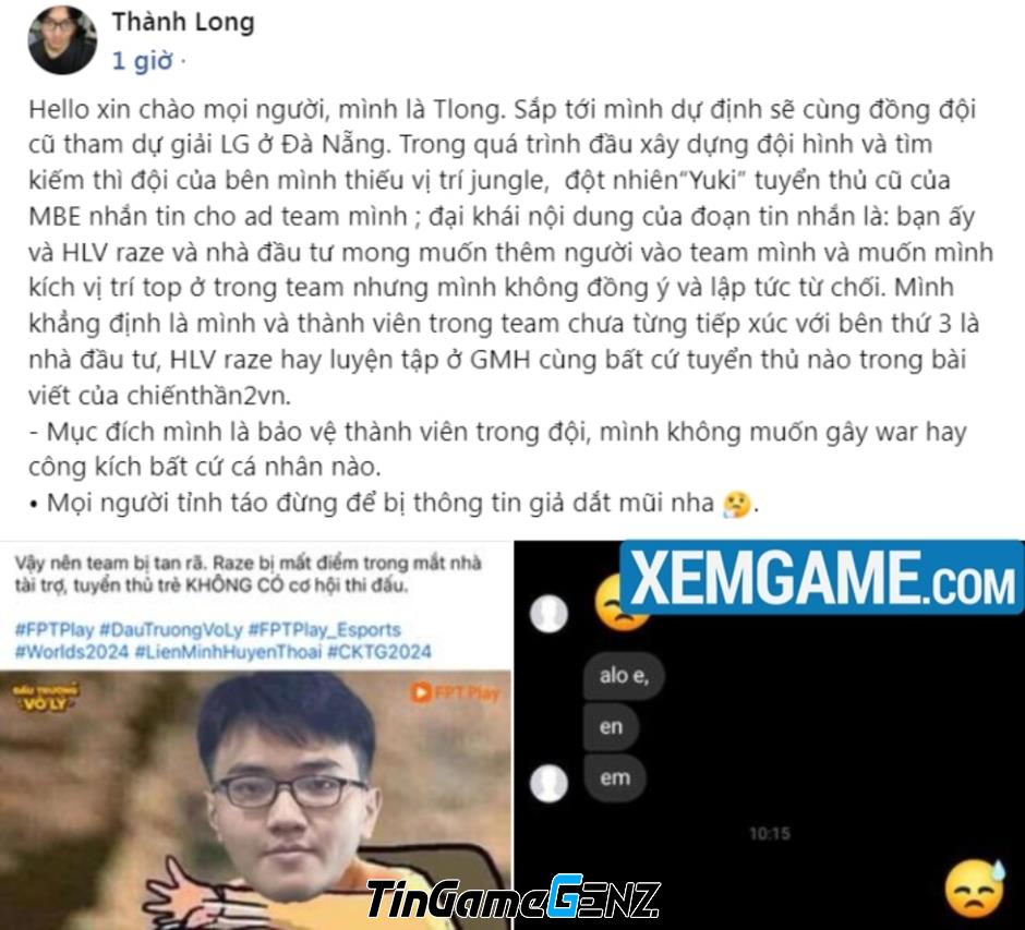 Tlong Phản Hồi Raze: Khẳng Định Không Muốn Dính Lên Cày Thuê và Cá Độ Trong Game