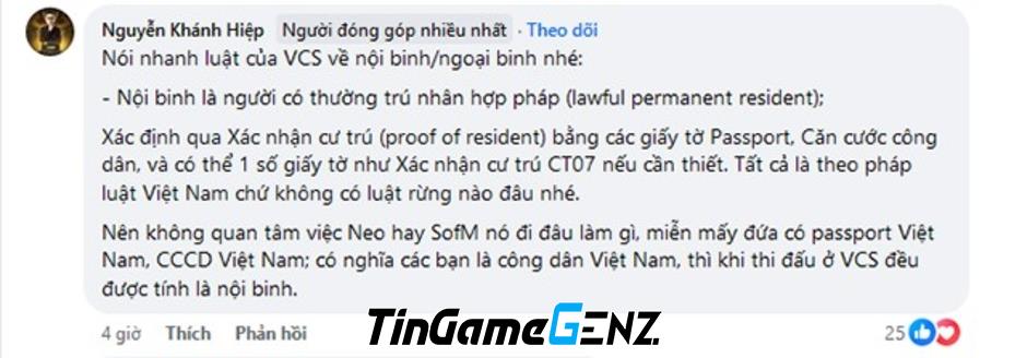 Tranh cãi xác định xạ thủ mới của GAM là nội binh hay ngoại binh