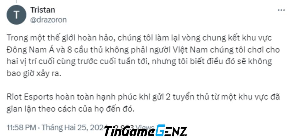 Tuyển thủ Việt Nam giành vé dự CKTG ĐTCL bị tố gian lận