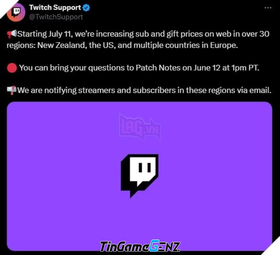 Twitch tăng giá gói đăng ký ở hơn 30 quốc gia, người dùng bối rối