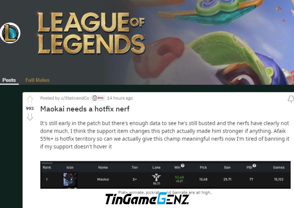 Yêu cầu nerf Maokai ngay lập tức trong LMHT