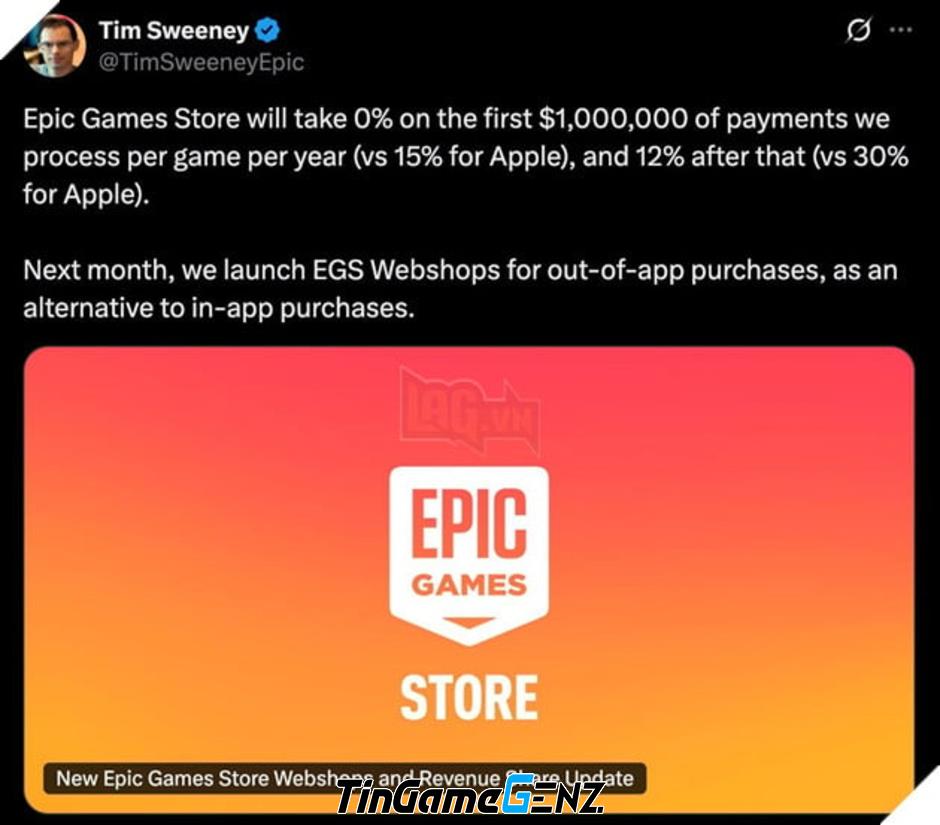 **Epic Games Store Tối Đa Hóa Doanh Thu Sau Chiến Thắng Trước Apple: Giảm Mức Chia Sẻ Đáng Chú Ý**