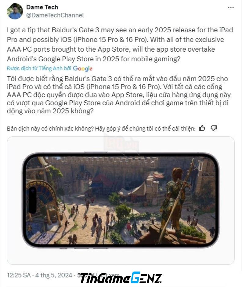 Baldur's Gate 3 sẽ ra mắt trên di động, nhưng chỉ dành cho iOS