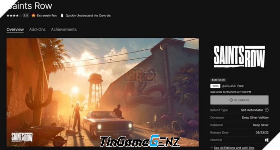 Epic Games Store tặng miễn phí game Saints Row (2022) trong dịp cuối năm