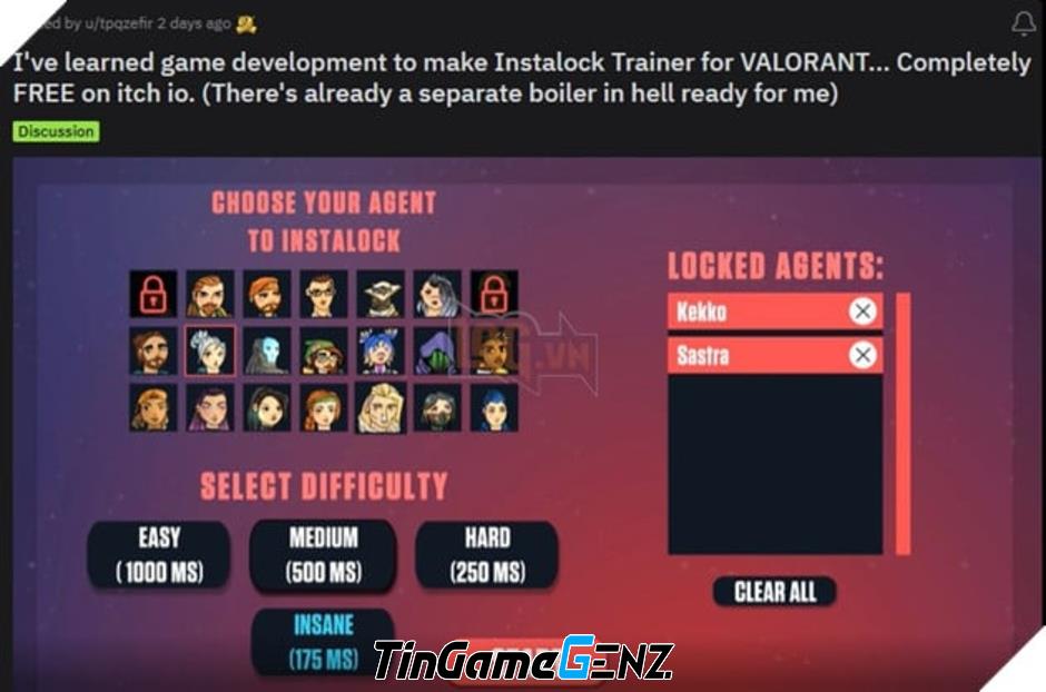 Game thủ tạo tool tập luyện giúp insta-lock nhanh trong Valorant.