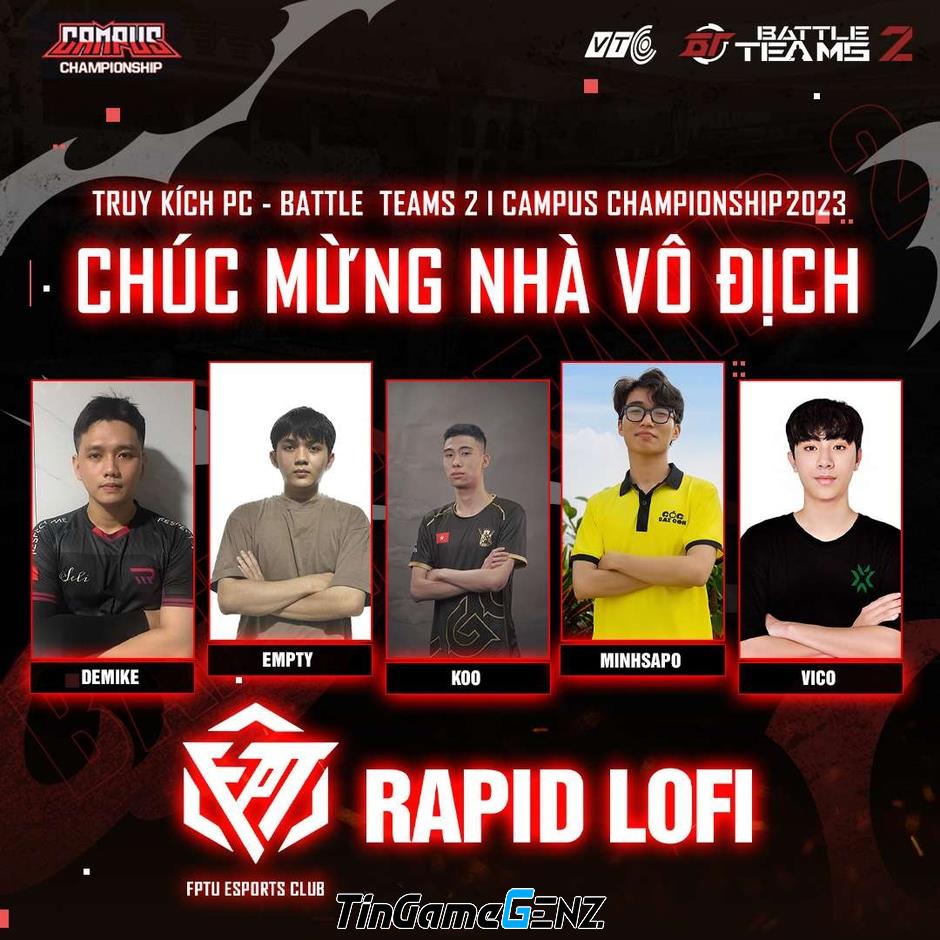 Gặp gỡ Đội trưởng Vô địch Campus Championship 2023 của Truy Kích PC: Battle Teams 2