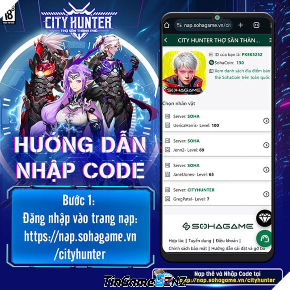 Hướng dẫn nhập và tổng hợp Giftcode City Hunter Thợ Săn Thành Phố năm 2024