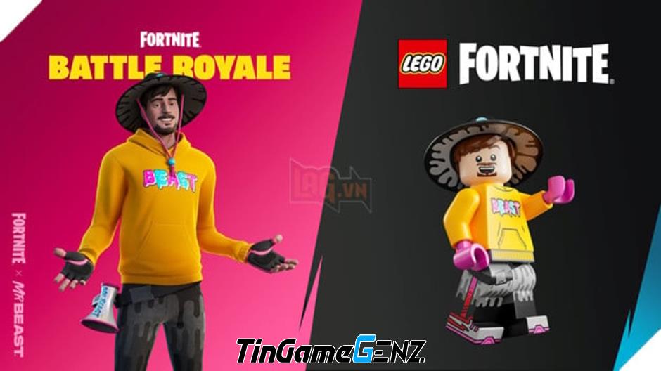 MrBeast tham gia LEGO Fortnite trong trang phục tự thiết kế