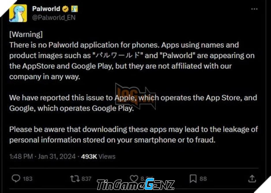 Palworld cảnh báo game thủ về các tựa game nhái trên di động