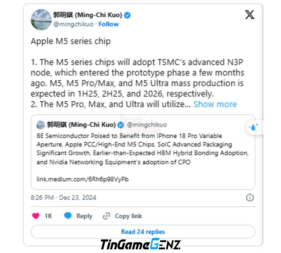 **Apple Sắp Ra Mắt Chip M5 Mới: Thay Đổi Đột Phá Cho Thế Hệ Tiếp Theo**