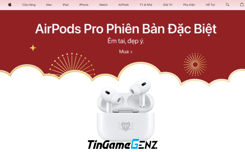 AirPods Pro 2 phiên bản đặc biệt Tết Nguyên đán Việt Nam, hoạ tiết hình rồng siêu đẹp.