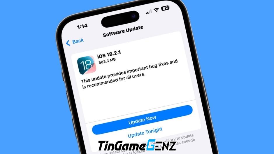 "Apple Phát Hành iOS 18.2.1: Cập Nhật Quan Trọng Sửa Lỗi, Người Dùng Nên Nâng Cấp Ngay!"