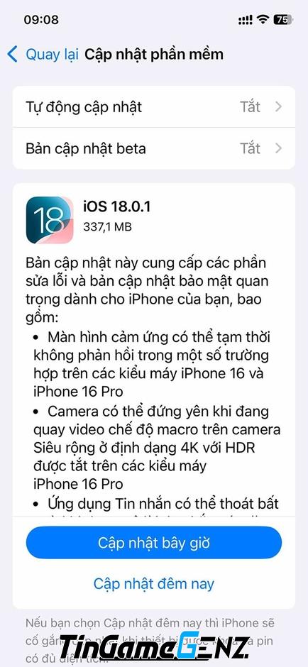 "Apple Ra Mắt Bản Cập Nhật iOS 18.0.1: Giải Quyết Nhiều Lỗi Trên iPhone"