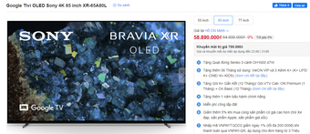 Bảng giá Smart TV Sony tháng 5: từ 7,49 triệu đồng